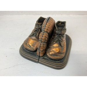 Vintage Bronzed Baby Boots Bookends Button Up